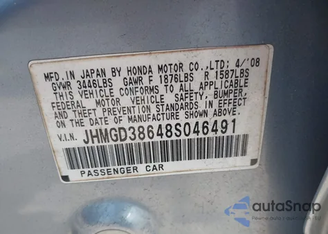 2008 Honda Fit Sport from USA, damaged, VIN JHMGD38648S046491